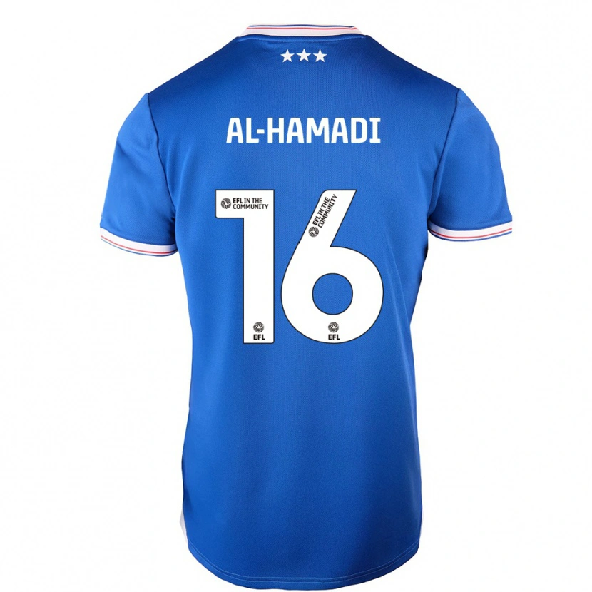 Danxen Niño Camiseta Ali Al-Hamadi #16 Azul Blanco 1ª Equipación 2025/26 La Camisa