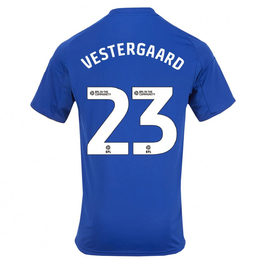 Danxen Niño Camiseta Jannik Vestergaard #23 Azul Oro 1ª Equipación 2025/26 La Camisa