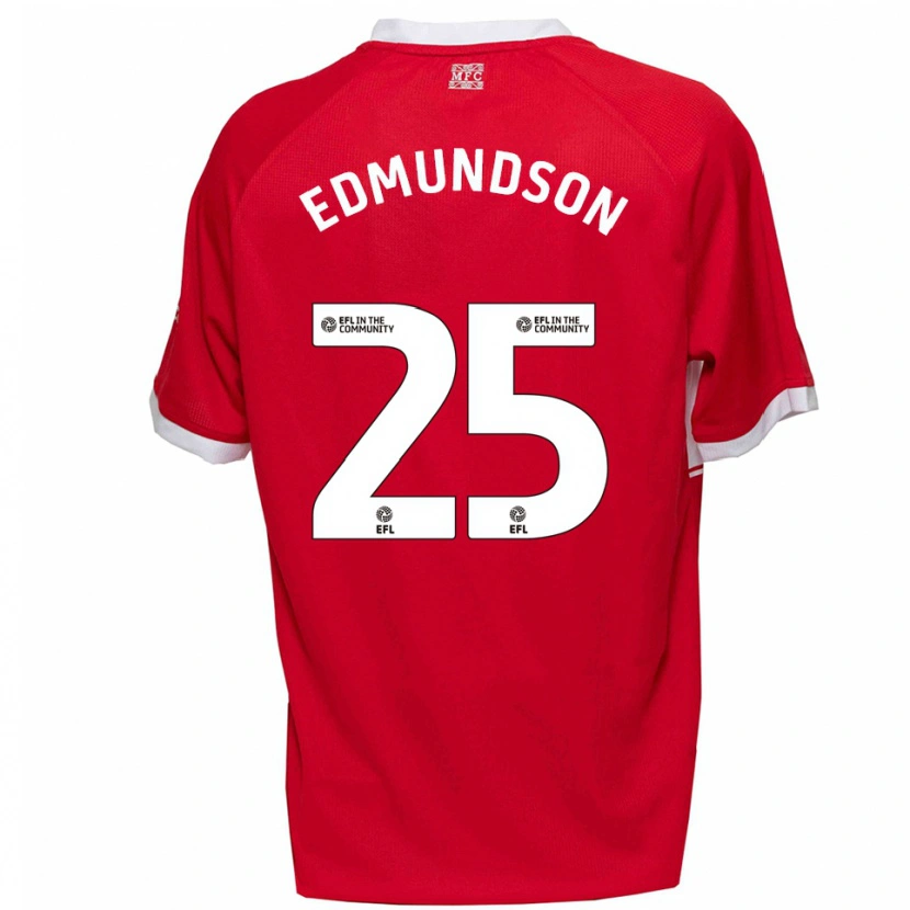 Danxen Niño Camiseta George Edmundson #25 Rojo Blanco 1ª Equipación 2025/26 La Camisa
