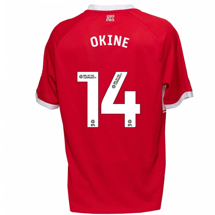 Danxen Niño Camiseta William Okine #14 Rojo Blanco 1ª Equipación 2025/26 La Camisa
