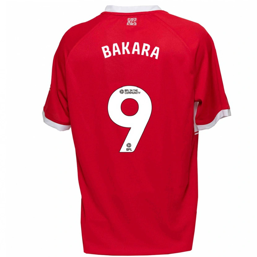 Danxen Niño Camiseta Hakeem Bakara #9 Rojo Blanco 1ª Equipación 2025/26 La Camisa