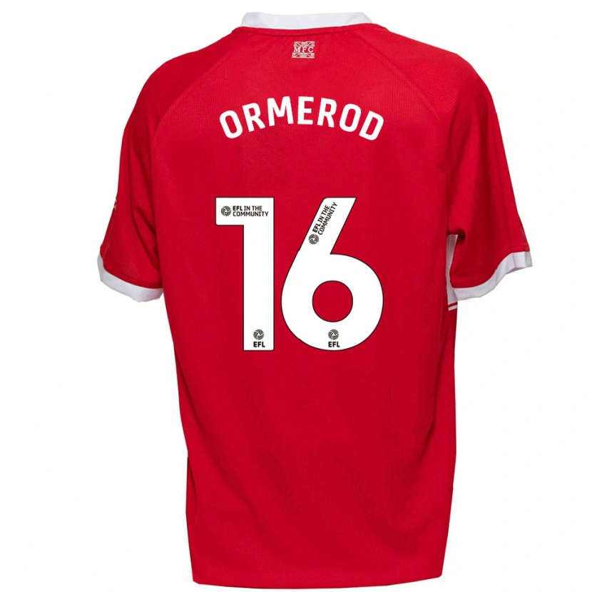 Danxen Niño Camiseta Eddie Ormerod #16 Rojo Blanco 1ª Equipación 2025/26 La Camisa