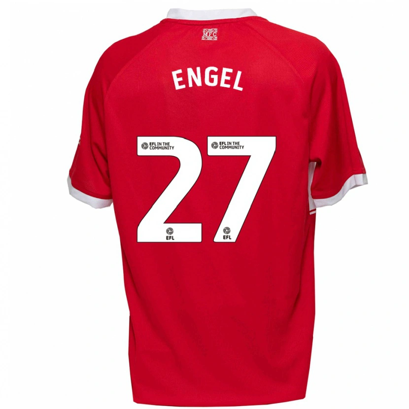 Danxen Niño Camiseta Lukas Engel #27 Rojo Blanco 1ª Equipación 2025/26 La Camisa