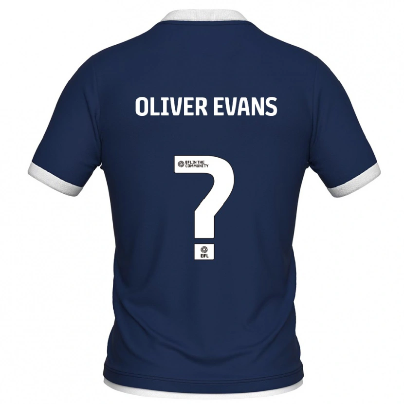 Danxen Niño Camiseta Oliver Evans #0 Azul Marino Blanco 1ª Equipación 2025/26 La Camisa