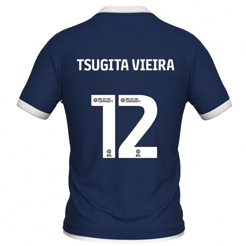 Danxen Niño Camiseta Sacha Tsugita Vieira #12 Azul Marino Blanco 1ª Equipación 2025/26 La Camisa