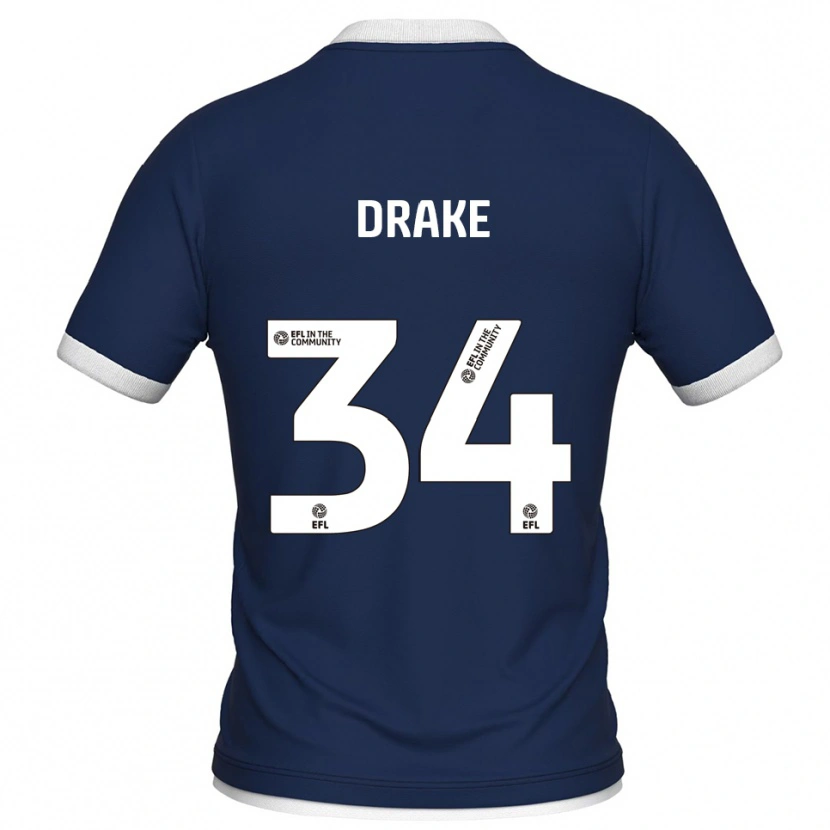 Danxen Niño Camiseta Ben Drake #34 Azul Marino Blanco 1ª Equipación 2025/26 La Camisa
