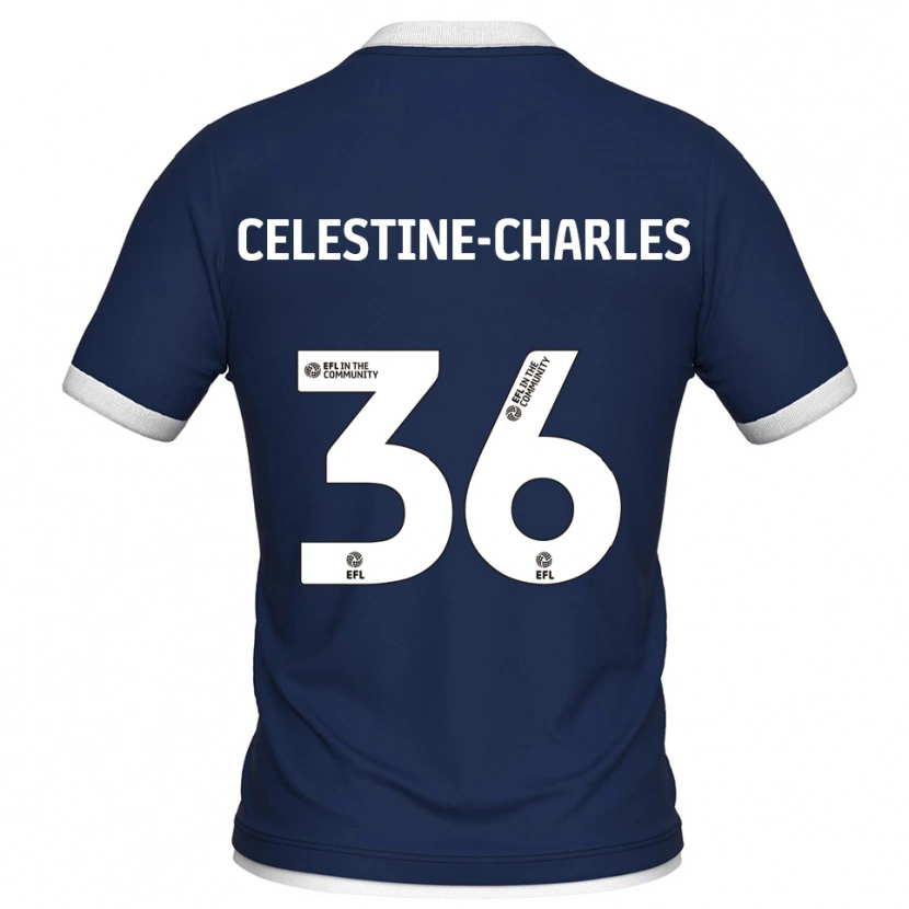 Danxen Niño Camiseta Jaiden Celestine-Charles #36 Azul Marino Blanco 1ª Equipación 2025/26 La Camisa
