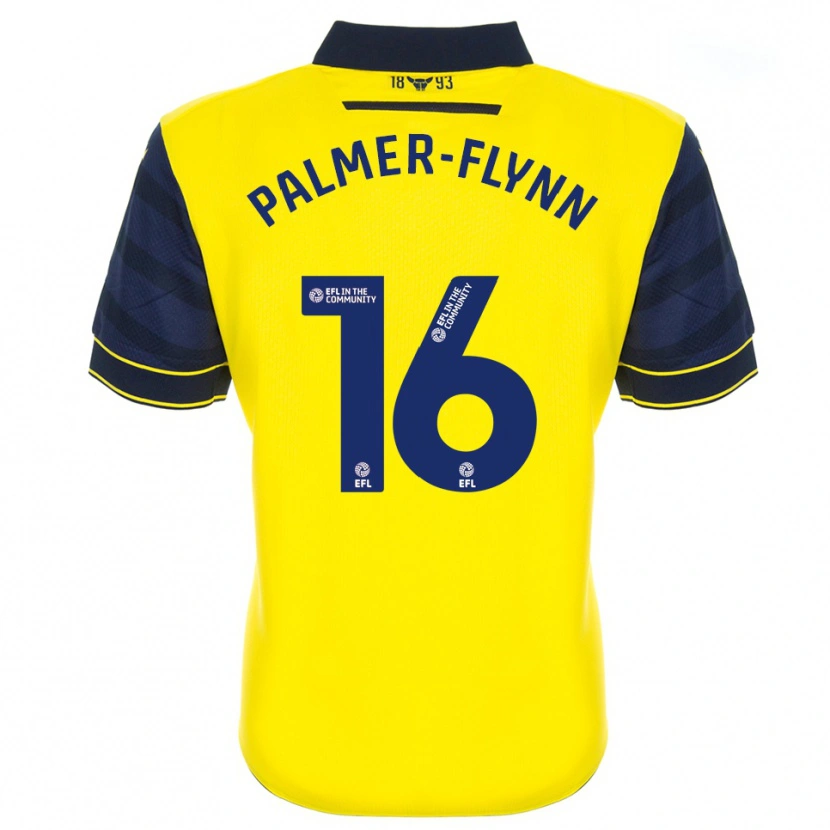 Danxen Niño Camiseta Callum Palmer-Flynn #16 Amarillo Azul Marino 1ª Equipación 2025/26 La Camisa
