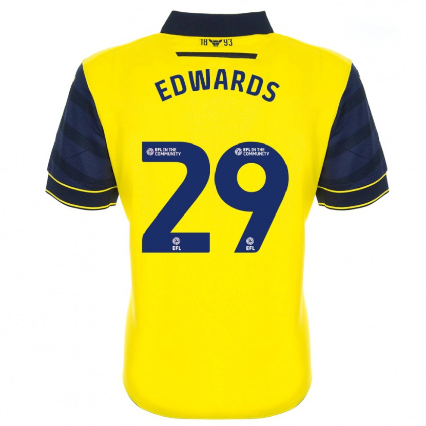 Danxen Niño Camiseta Kyle Edwards #29 Amarillo Azul Marino 1ª Equipación 2025/26 La Camisa