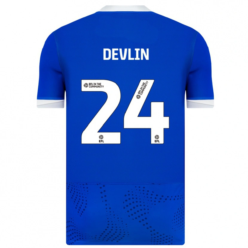 Danxen Niño Camiseta Terry Devlin #24 Azul Blanco 1ª Equipación 2025/26 La Camisa