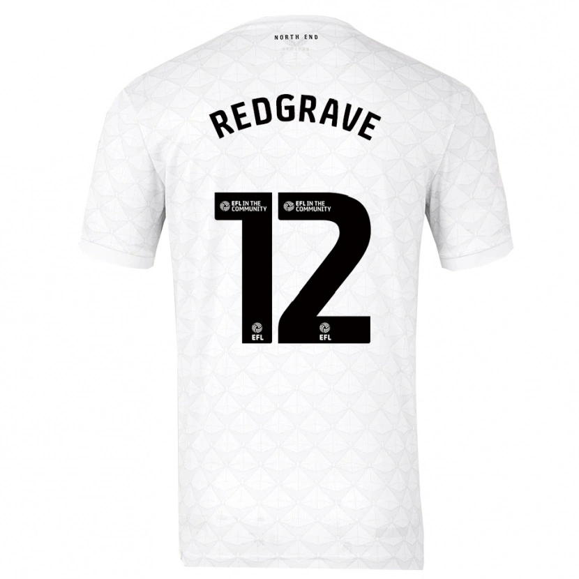 Danxen Niño Camiseta Jodie Redgrave #12 Blanco Rojo 1ª Equipación 2025/26 La Camisa