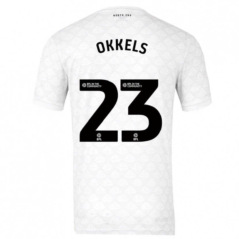 Danxen Niño Camiseta Jeppe Okkels #23 Blanco Rojo 1ª Equipación 2025/26 La Camisa
