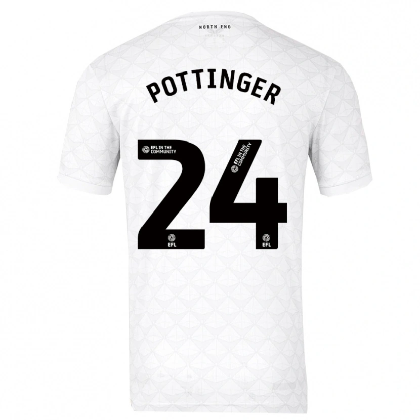 Danxen Niño Camiseta Kaya Pottinger #24 Blanco Rojo 1ª Equipación 2025/26 La Camisa