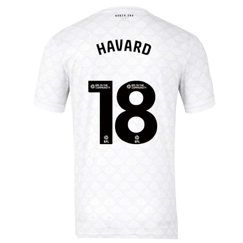 Danxen Niño Camiseta Callum Havard #18 Blanco Rojo 1ª Equipación 2025/26 La Camisa