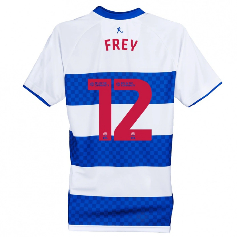 Danxen Niño Camiseta Michael Frey #12 Azul Blanco 1ª Equipación 2025/26 La Camisa