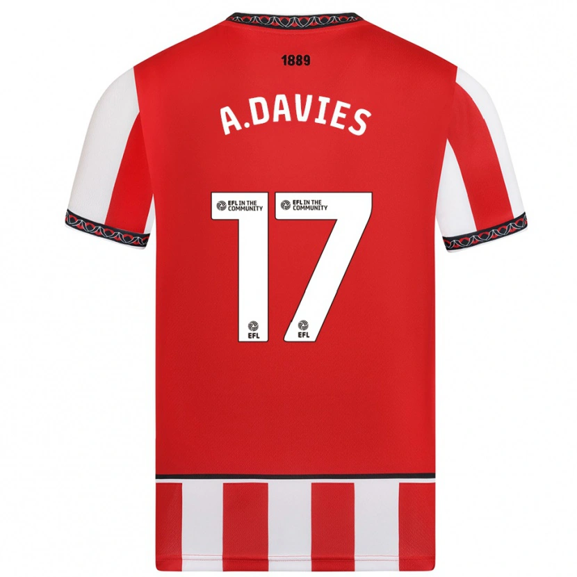 Danxen Niño Camiseta Adam Davies #17 Rojo Blanco 1ª Equipación 2025/26 La Camisa