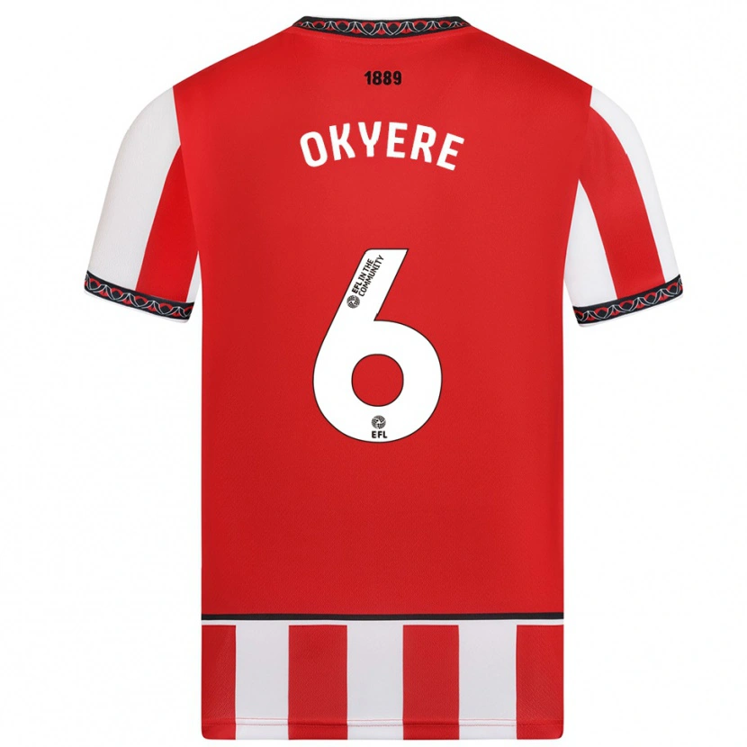 Danxen Niño Camiseta Seth Okyere #6 Rojo Blanco 1ª Equipación 2025/26 La Camisa
