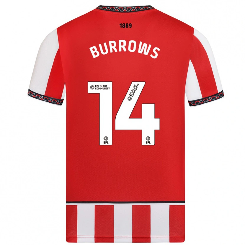 Danxen Niño Camiseta Harrison Burrows #14 Rojo Blanco 1ª Equipación 2025/26 La Camisa