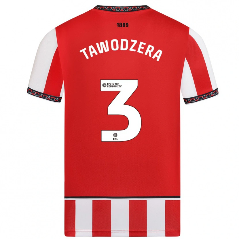 Danxen Niño Camiseta Dylan Tawodzera #3 Rojo Blanco 1ª Equipación 2025/26 La Camisa