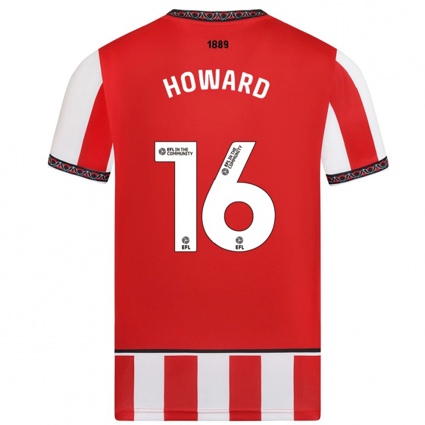 Danxen Niño Camiseta Theo Howard #16 Rojo Blanco 1ª Equipación 2025/26 La Camisa