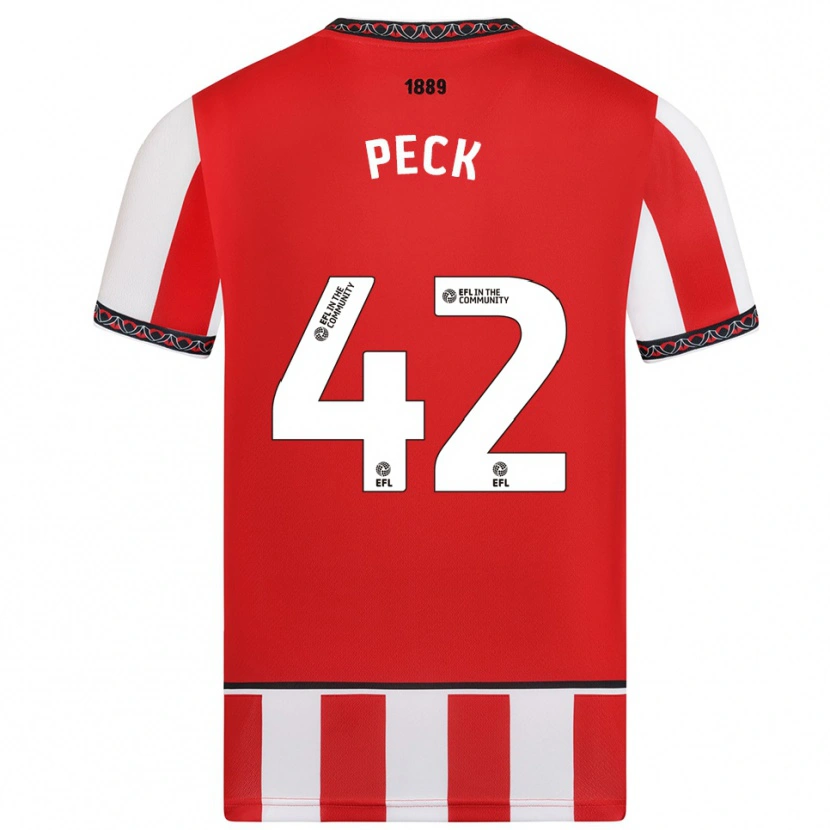 Danxen Niño Camiseta Sydie Peck #42 Rojo Blanco 1ª Equipación 2025/26 La Camisa
