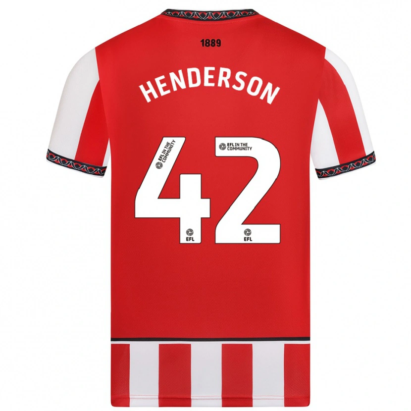 Danxen Niño Camiseta Peyton Henderson #42 Rojo Blanco 1ª Equipación 2025/26 La Camisa