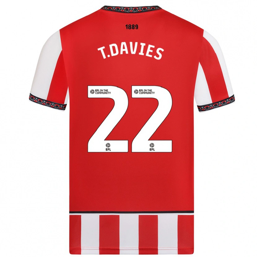 Danxen Niño Camiseta Tom Davies #22 Rojo Blanco 1ª Equipación 2025/26 La Camisa