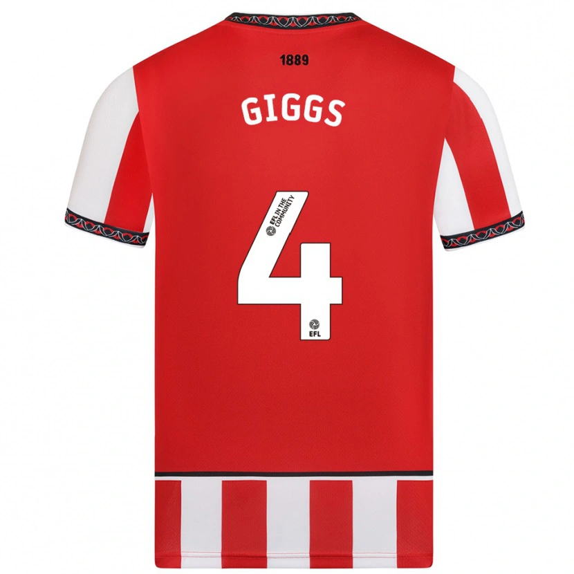 Danxen Niño Camiseta Zach Giggs #4 Rojo Blanco 1ª Equipación 2025/26 La Camisa