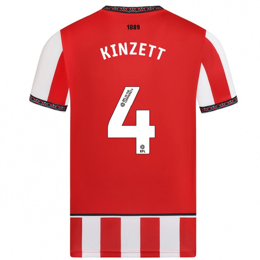 Danxen Niño Camiseta Ella Kinzett #4 Rojo Blanco 1ª Equipación 2025/26 La Camisa