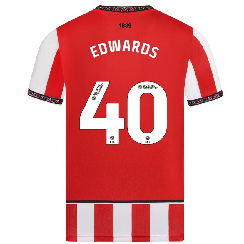 Danxen Niño Camiseta Liv Edwards #40 Rojo Blanco 1ª Equipación 2025/26 La Camisa