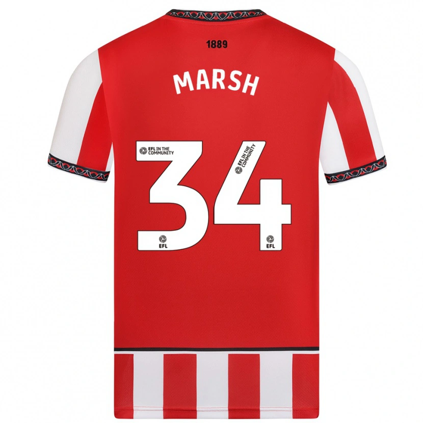 Danxen Niño Camiseta Louie Marsh #34 Rojo Blanco 1ª Equipación 2025/26 La Camisa
