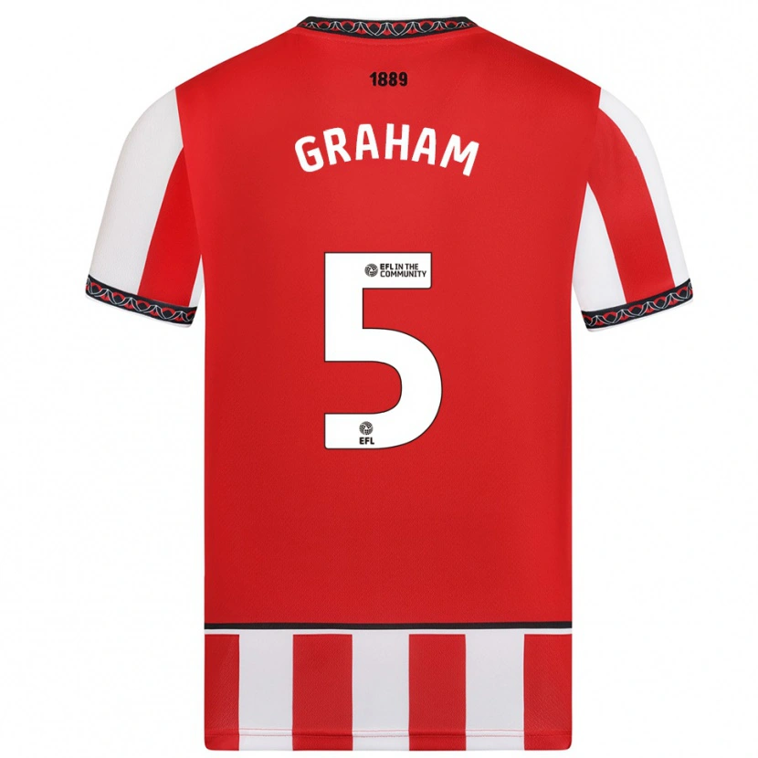 Danxen Niño Camiseta Molly Graham #5 Rojo Blanco 1ª Equipación 2025/26 La Camisa