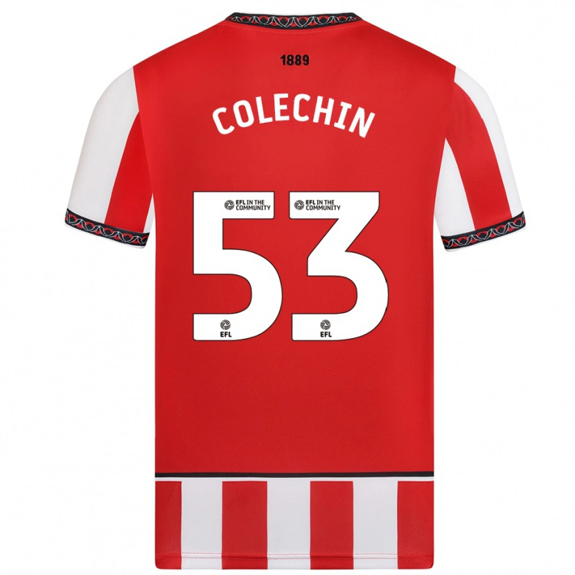 Danxen Niño Camiseta Sam Colechin #53 Rojo Blanco 1ª Equipación 2025/26 La Camisa