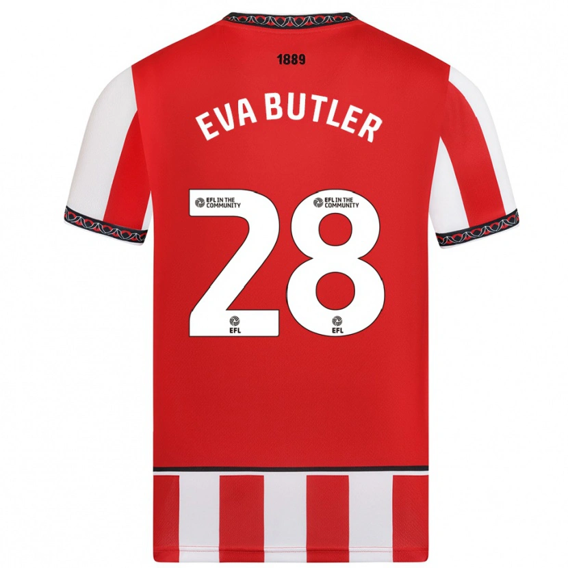 Danxen Niño Camiseta Eva Butler #28 Rojo Blanco 1ª Equipación 2025/26 La Camisa