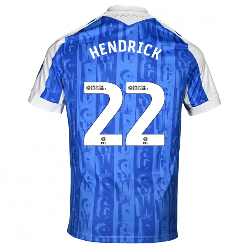 Danxen Niño Camiseta Jeff Hendrick #22 Azul Blanco 1ª Equipación 2025/26 La Camisa