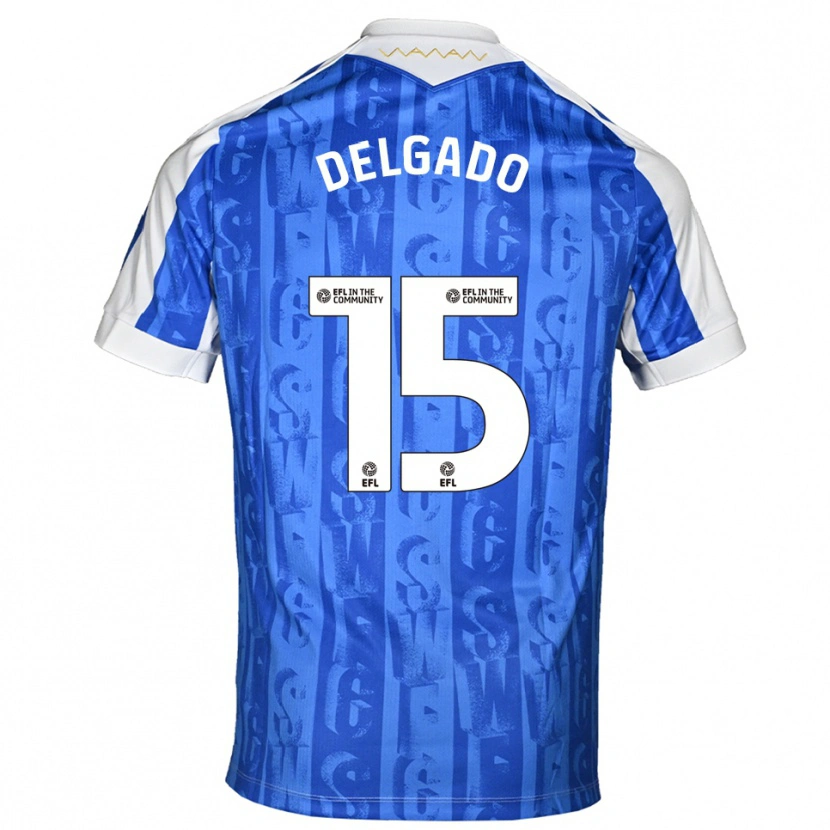 Danxen Niño Camiseta Juan Delgado #15 Azul Blanco 1ª Equipación 2025/26 La Camisa