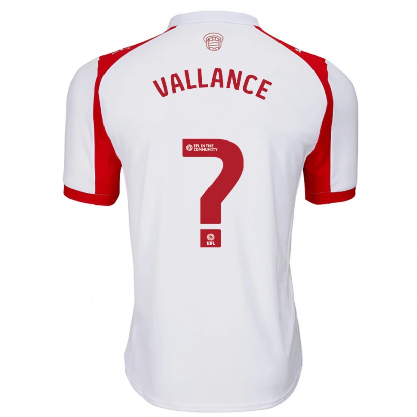 Danxen Niño Camiseta Jake Vallance #0 Blanco Rojo 1ª Equipación 2025/26 La Camisa