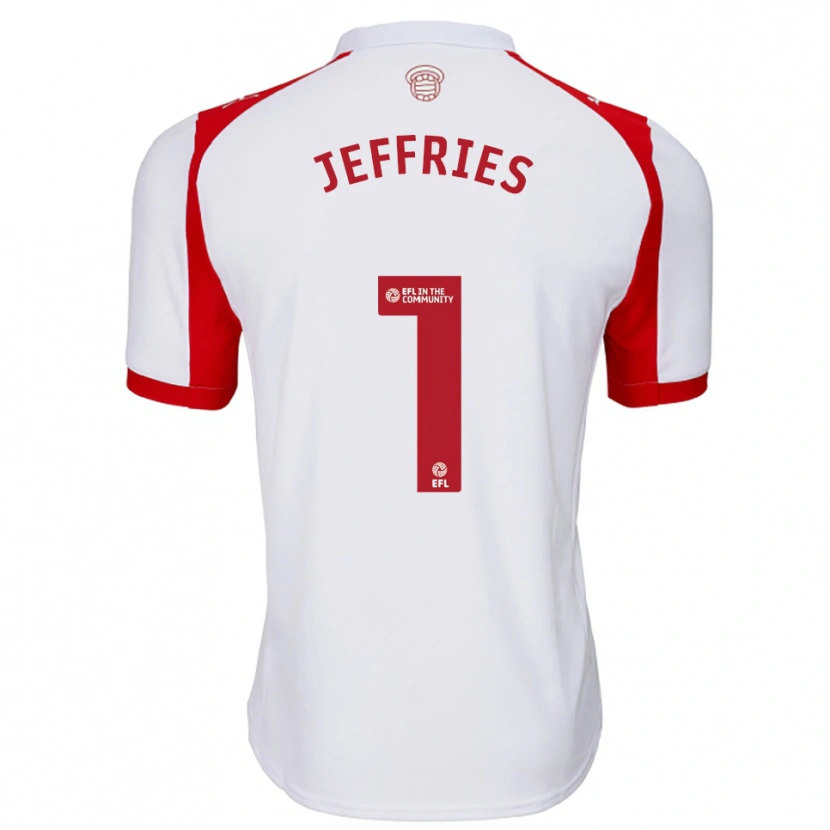 Danxen Niño Camiseta Josh Jeffries #1 Blanco Rojo 1ª Equipación 2025/26 La Camisa