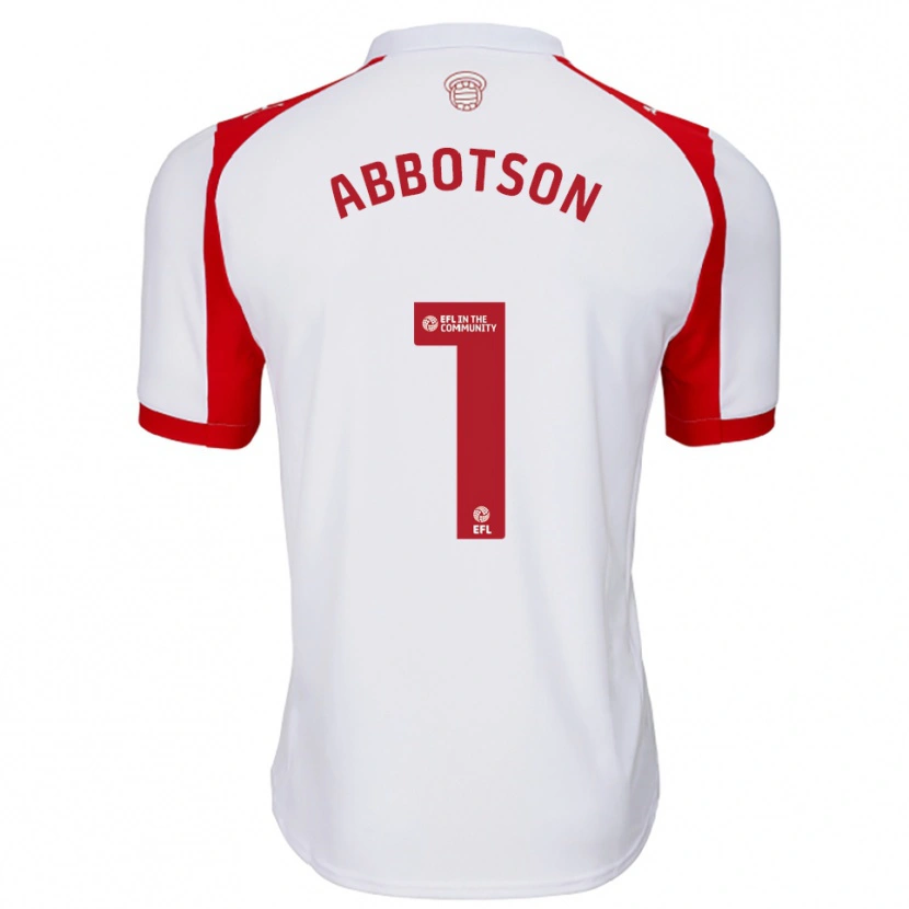Danxen Niño Camiseta Oscar Abbotson #1 Blanco Rojo 1ª Equipación 2025/26 La Camisa