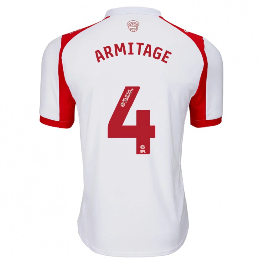 Danxen Niño Camiseta Will Armitage #4 Blanco Rojo 1ª Equipación 2025/26 La Camisa