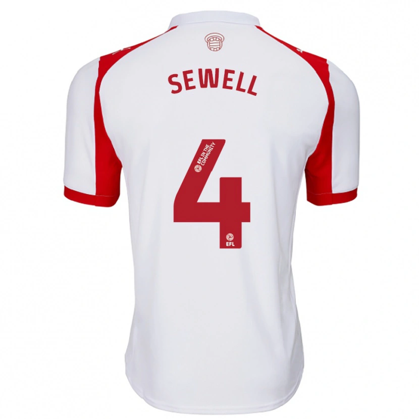 Danxen Niño Camiseta Broghan Sewell #4 Blanco Rojo 1ª Equipación 2025/26 La Camisa
