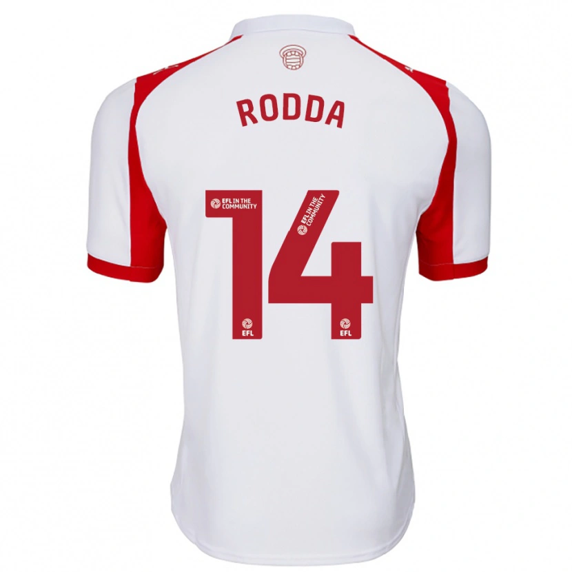Danxen Niño Camiseta Harry Rodda #14 Blanco Rojo 1ª Equipación 2025/26 La Camisa