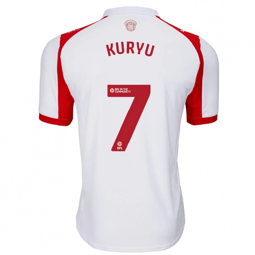 Danxen Niño Camiseta Kuryu Matsuki #7 Blanco Rojo 1ª Equipación 2025/26 La Camisa