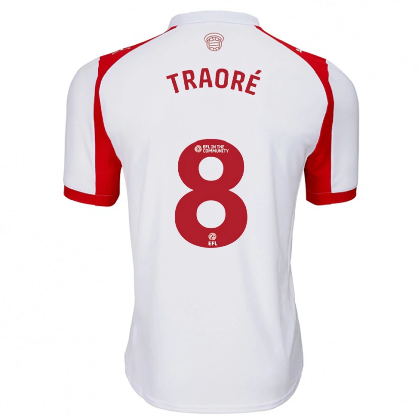 Danxen Niño Camiseta Daouda Traoré #8 Blanco Rojo 1ª Equipación 2025/26 La Camisa