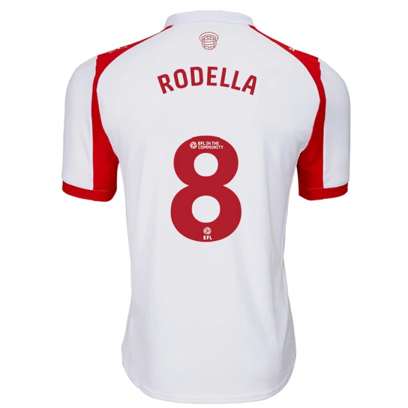 Danxen Niño Camiseta Leo Rodella #8 Blanco Rojo 1ª Equipación 2025/26 La Camisa