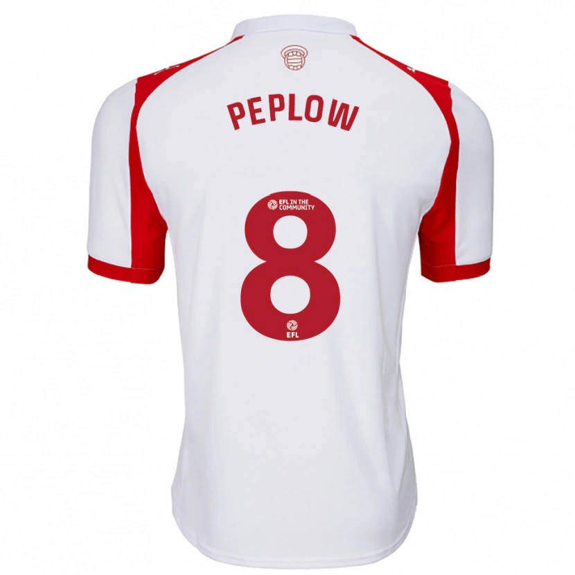 Danxen Niño Camiseta Chloe Peplow #8 Blanco Rojo 1ª Equipación 2025/26 La Camisa