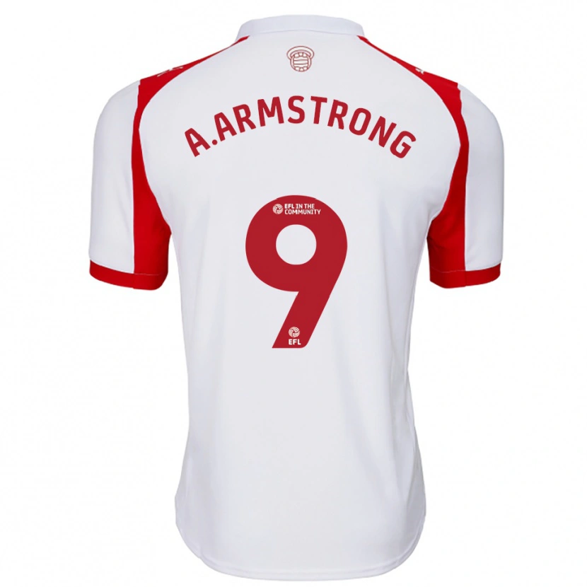 Danxen Niño Camiseta Adam Armstrong #9 Blanco Rojo 1ª Equipación 2025/26 La Camisa