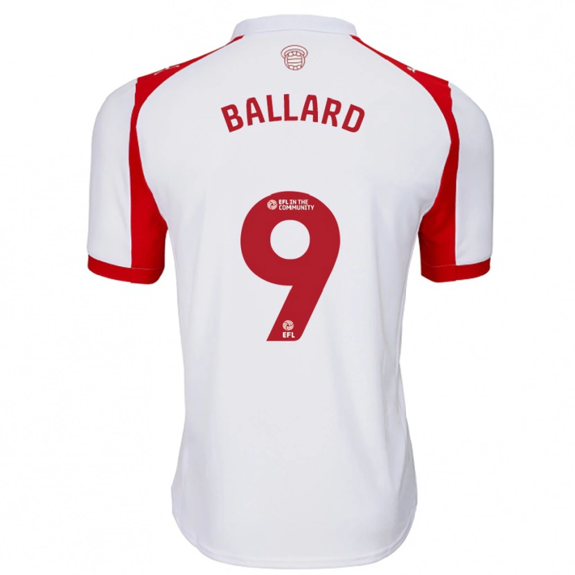 Danxen Niño Camiseta Dom Ballard #9 Blanco Rojo 1ª Equipación 2025/26 La Camisa
