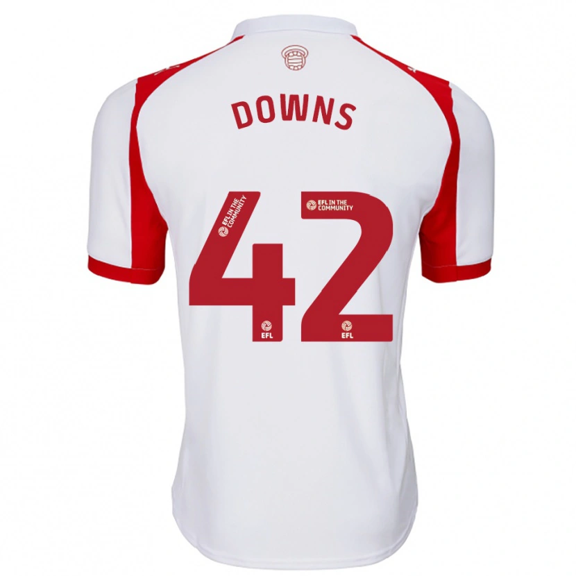 Danxen Niño Camiseta Damion Downs #42 Blanco Rojo 1ª Equipación 2025/26 La Camisa