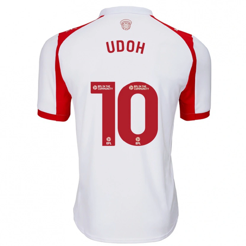 Danxen Niño Camiseta Victor Udoh #10 Blanco Rojo 1ª Equipación 2025/26 La Camisa
